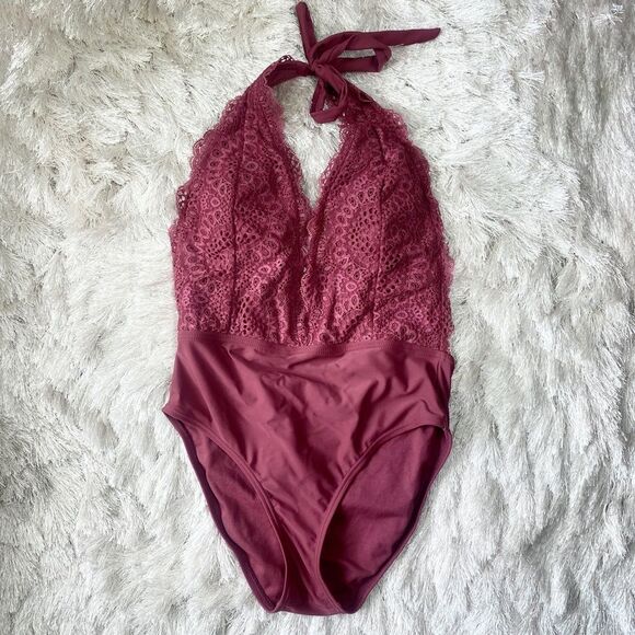 Mauve Lace One Piece Swimsuit